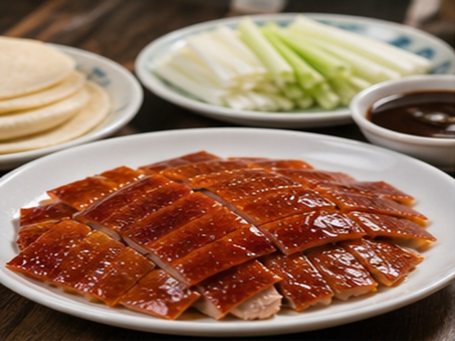 Peking duck with pancakes and scallions